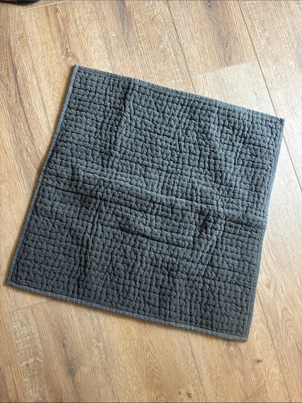 Pottery Barn Pick Stitch Quilted Dark Gray Euro Sham 26”
